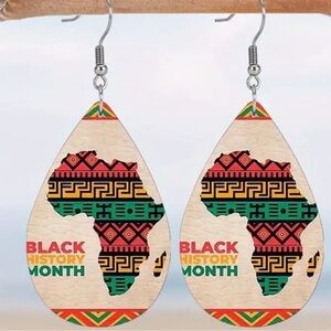 African Map Earrings with Colorful Patterns